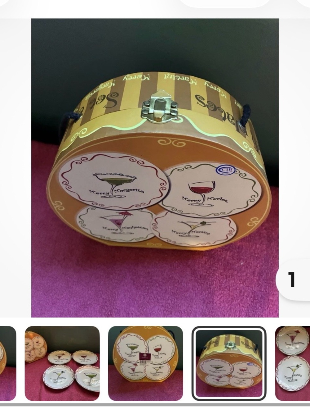 Gold Round Cocktail Coaster Set with Storage Case Merry Cocktail